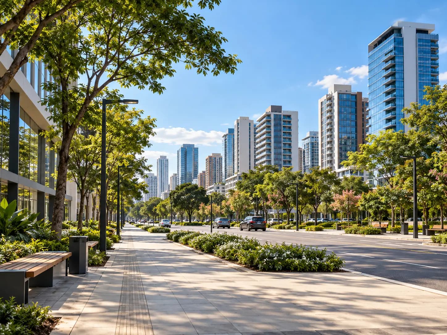 Cidade com espaços urbanos bem cuidados